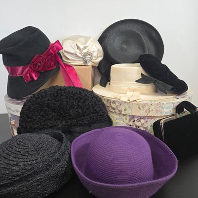 LOT 96: Formal Hats and Velvet Clutch Purse