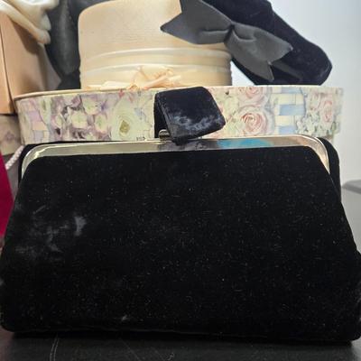 LOT 96: Formal Hats and Velvet Clutch Purse