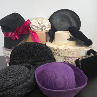 LOT 96: Formal Hats and Velvet Clutch Purse