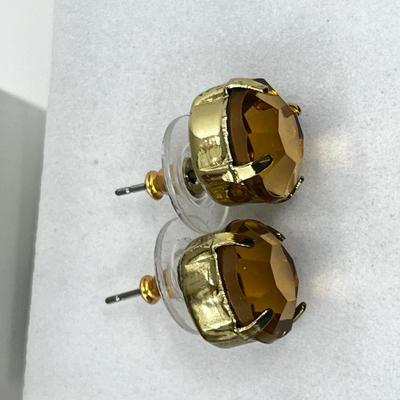 LOT 161J: Crystal Necklace and Earrings with a Faux Citrine Cuff Bracelet