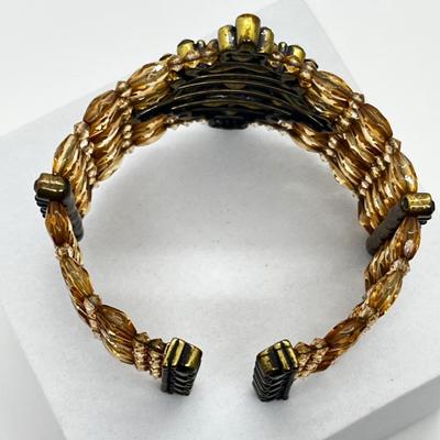 LOT 161J: Crystal Necklace and Earrings with a Faux Citrine Cuff Bracelet
