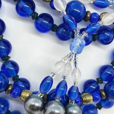 LOT 170J: Blue Glass Beaded Necklaces and More!