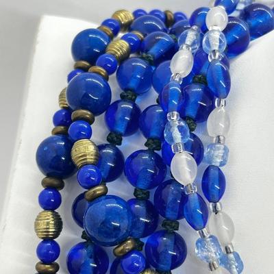 LOT 170J: Blue Glass Beaded Necklaces and More!