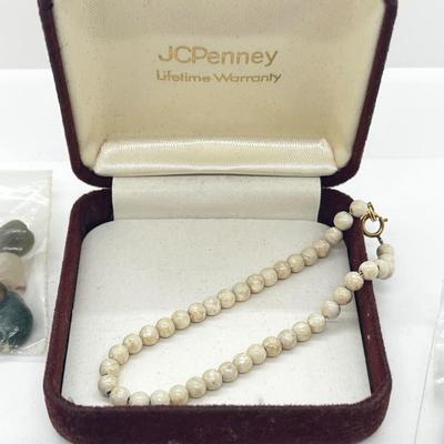 LOT 177J: 14K Gold Filled Natural Stone Bracelet, Black and Gold Metal Bracelet, Eastern Star Compact, Pill Box and More