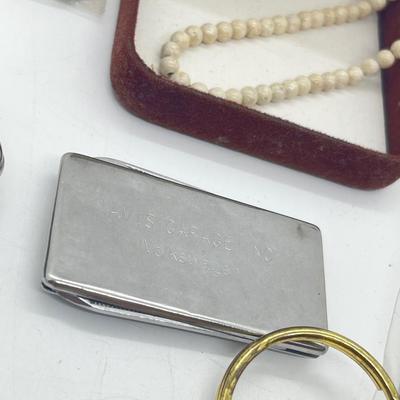 LOT 177J: 14K Gold Filled Natural Stone Bracelet, Black and Gold Metal Bracelet, Eastern Star Compact, Pill Box and More