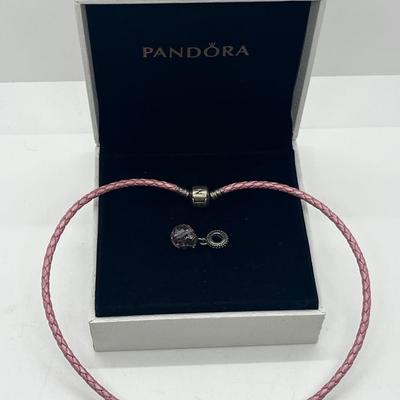 LOT 182J: Pandora Pink Leather Choker and Crystal Charm