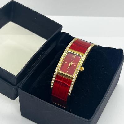 LOT 183J: Kenneth J. Lane Leather and Rhinestone Cuff Bracelet