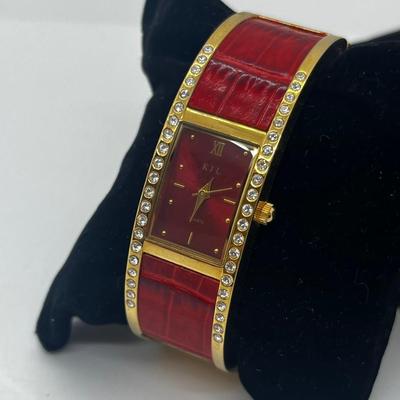 LOT 183J: Kenneth J. Lane Leather and Rhinestone Cuff Bracelet
