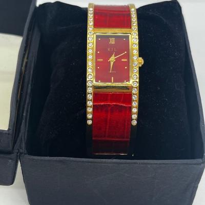 LOT 183J: Kenneth J. Lane Leather and Rhinestone Cuff Bracelet