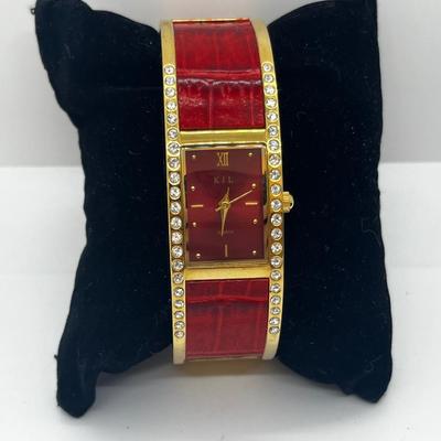 LOT 183J: Kenneth J. Lane Leather and Rhinestone Cuff Bracelet