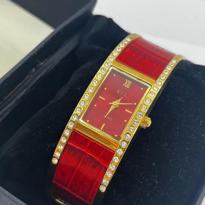 LOT 183J: Kenneth J. Lane Leather and Rhinestone Cuff Bracelet