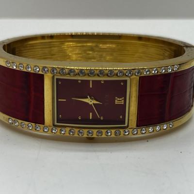 LOT 183J: Kenneth J. Lane Leather and Rhinestone Cuff Bracelet