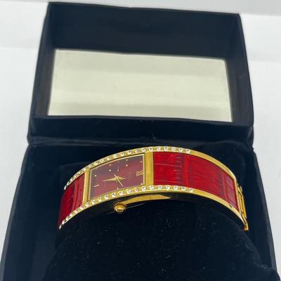 LOT 183J: Kenneth J. Lane Leather and Rhinestone Cuff Bracelet