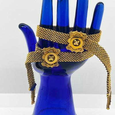 LOT 184J: Rare Find! Pair of Antique Victorian Gold Filled Mesh Wedding Bracelets