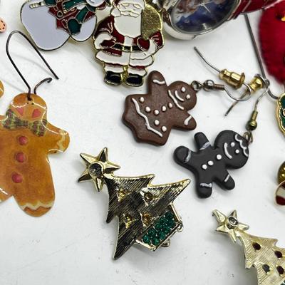 LOT 193J: Massive Christmas Jewelry Lot in a Vintage Spalding Box - Watches, Earrings, Pins and More