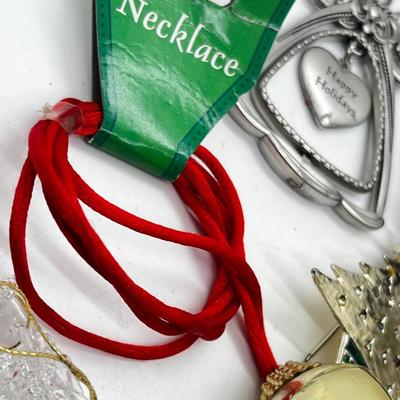 LOT 193J: Massive Christmas Jewelry Lot in a Vintage Spalding Box - Watches, Earrings, Pins and More