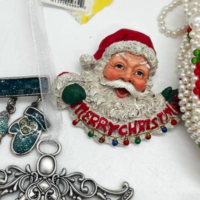 LOT 193J: Massive Christmas Jewelry Lot in a Vintage Spalding Box - Watches, Earrings, Pins and More