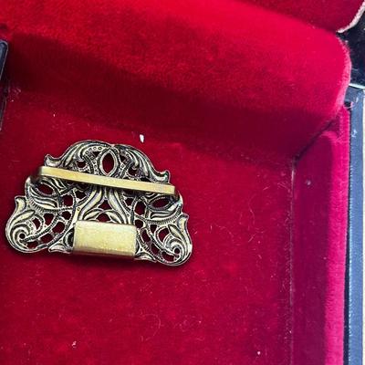 LOT 198J: Antique Victorian Belt Buckles with a Vintage Red Velvet Lined Jewelry Case