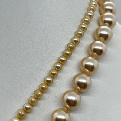 LOT 199J: Vintage 24" Strand Richelieu Pearls in Original Case and 17" Strand Faux Pearls in Vintage Gimbals Box