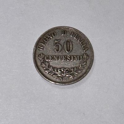Italy 1863M BN EF Condition 50 Centesimi KM#14.1 as Pictured.