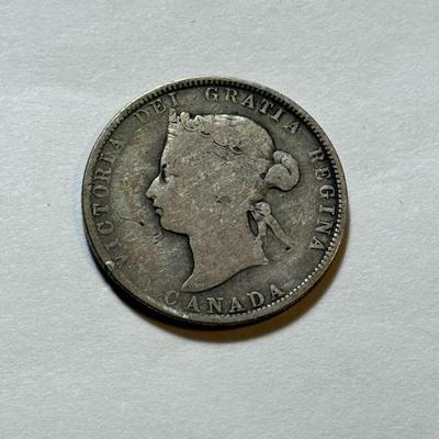 CANADA 1874-H GOOD CONDITION 25-CENT SILVER COIN AS PICTURED.