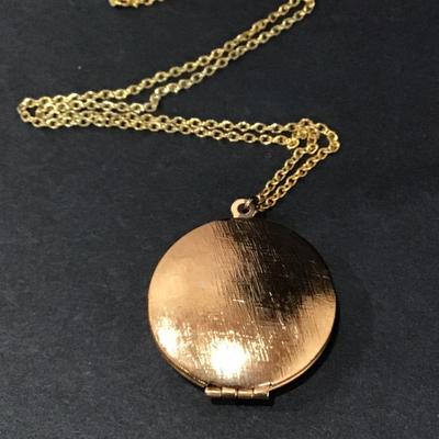 Guilloche Rose locket necklace vintage