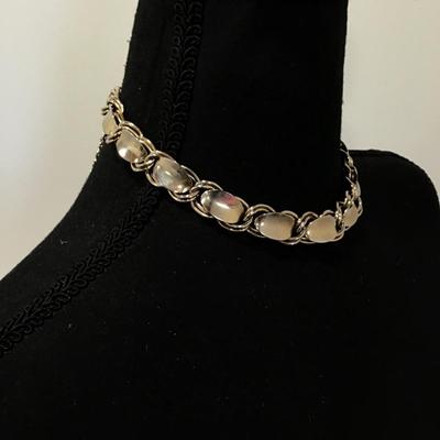 Beautiful gold, toned, choker, necklace, vintage, marked, signed