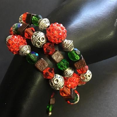 Multicolored beaded wrap bracelet