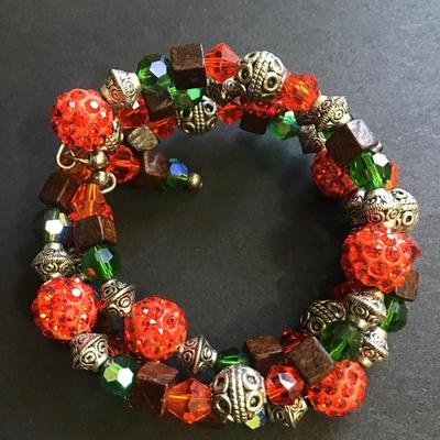 Multicolored beaded wrap bracelet