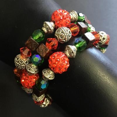 Multicolored beaded wrap bracelet
