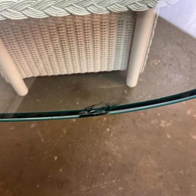 Sale Photo Thumbnail #843: Glass has chip and couple of scratches, see pictures
Measurements:
4' in width, 22" in depth, 16.5" in height