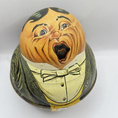 LOT 68L: Vintage Bristol Ware Roly Poly Tin Reproductions & Cap-Tins Mini Clown Tin