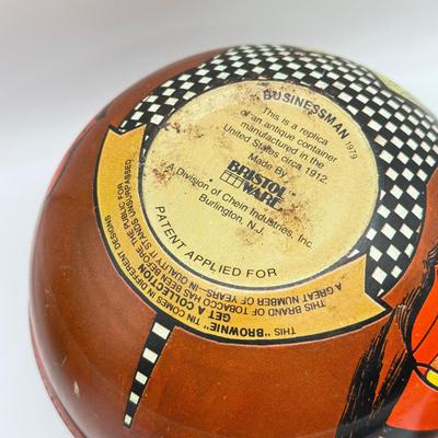 LOT 68L: Vintage Bristol Ware Roly Poly Tin Reproductions & Cap-Tins Mini Clown Tin