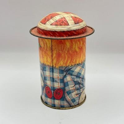 LOT 68L: Vintage Bristol Ware Roly Poly Tin Reproductions & Cap-Tins Mini Clown Tin