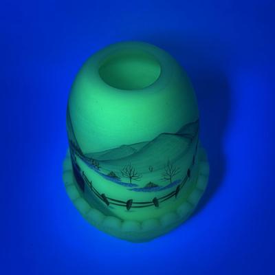 LOT 69L: Vintage Hand Painted Fenton Uranium Glass Votive