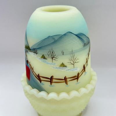 LOT 69L: Vintage Hand Painted Fenton Uranium Glass Votive