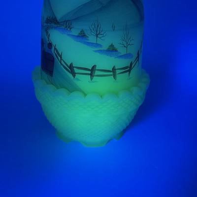 LOT 69L: Vintage Hand Painted Fenton Uranium Glass Votive
