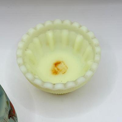 LOT 69L: Vintage Hand Painted Fenton Uranium Glass Votive