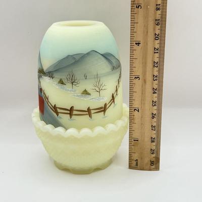 LOT 69L: Vintage Hand Painted Fenton Uranium Glass Votive