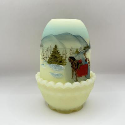LOT 69L: Vintage Hand Painted Fenton Uranium Glass Votive