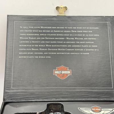 LOT 70L: Harley Davidson 100th Anniversary Ornaments NIB, Harley Davidson Books & Glass Motorcycle Ornament
