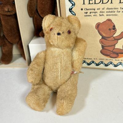 LOT 77K: Mini Vintage Articulated Teddy Bears: Boyd’s, Flocked & More