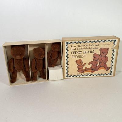 LOT 77K: Mini Vintage Articulated Teddy Bears: Boyd’s, Flocked & More