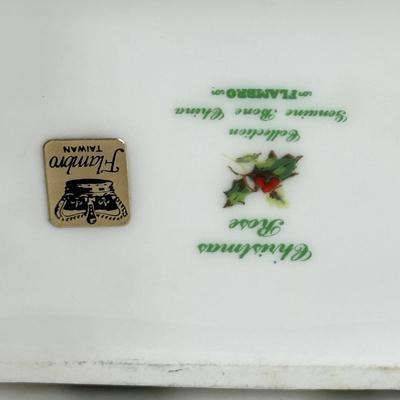 LOT 80K: NIB Christmas Tidbit Trays, Glass Platter, Trinket Box & Bell