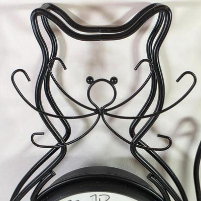 LOT 81L: Cat Collection, Includes Vintage Framed Wall Art, Some Signed, Cat Clock & Metal Cat Angel Decoration