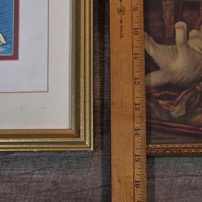LOT 81L: Cat Collection, Includes Vintage Framed Wall Art, Some Signed, Cat Clock & Metal Cat Angel Decoration