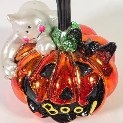 LOT 85F: Large Assortment Of Halloween Decorations, Decorative Primitive Box From Lancaster, PA, Garland W/Ghost/Pumpkins & Much More