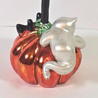 LOT 85F: Large Assortment Of Halloween Decorations, Decorative Primitive Box From Lancaster, PA, Garland W/Ghost/Pumpkins & Much More
