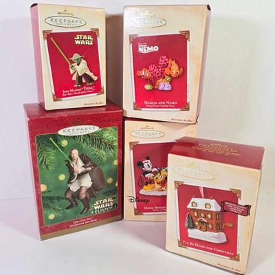 LOT 86L: Hallmark Keepsake Disney & Star Wars Holiday Ornaments With Original Boxes