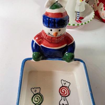 LOT 86D: Vintage Ceramic Christmas Collection Includes Department 56 Sleeping Snowman Candle Stick Holder, Beautiful Fine Porcelain...